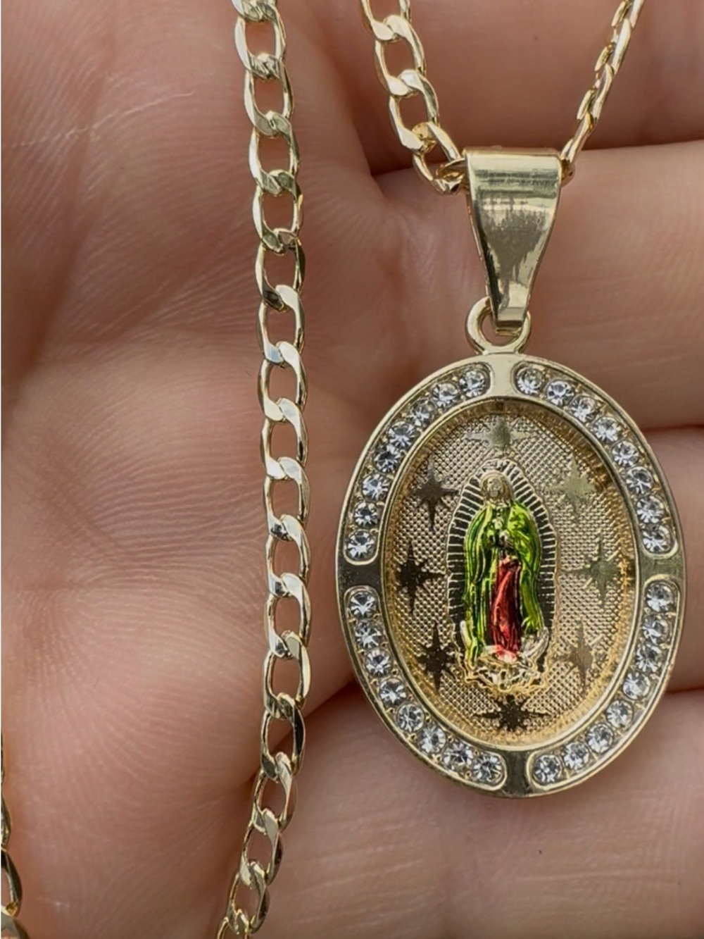 18k gold plated, chain with Our Lady of Guadalupe / Virgin Mary